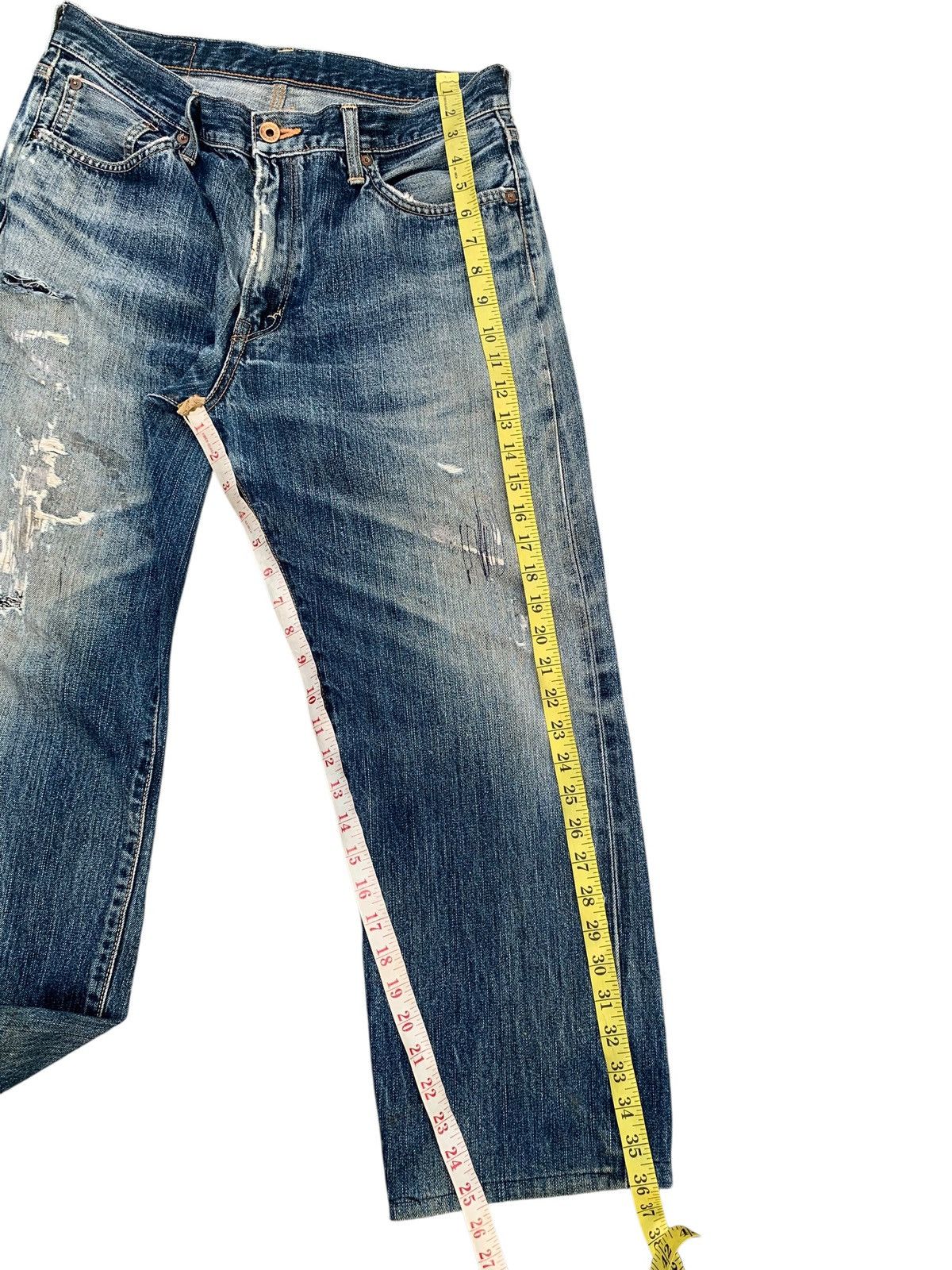 Edwin VINTAGE EDWIN 505 SELVEDGE FADED & RUSTY DISTRESSED DENIM Size US 32 / EU 48 - 21 Thumbnail