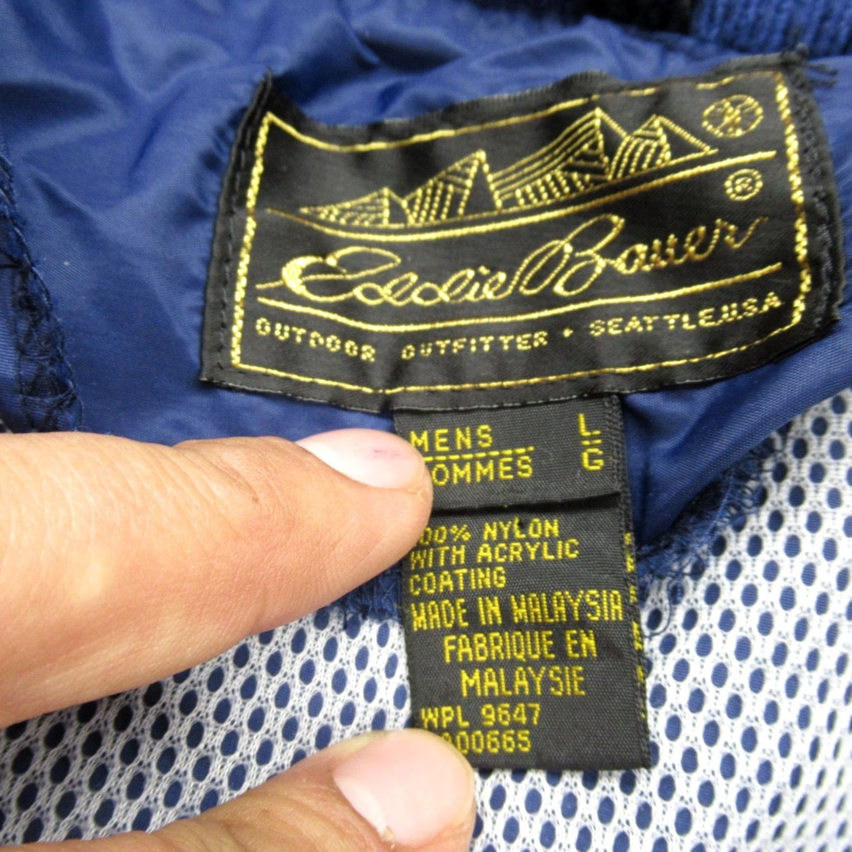 Eddie Bauer VTG Eddie Bauer Rain Jacket Mens Large Blue Lightweight Packable Stow Hood Nylon Size US L / EU 52-54 / 3 - 7 Thumbnail