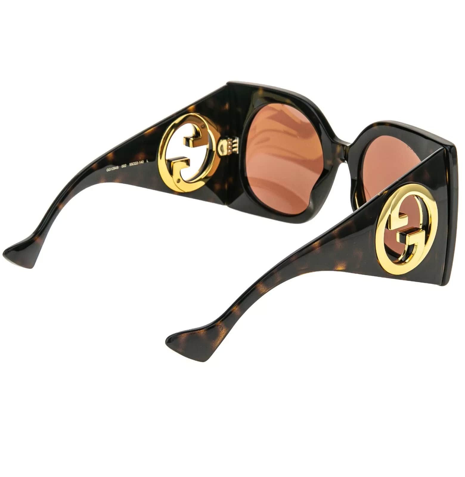 Gucci GUCCI 1254 Brown Gold Logo Gg1254S Oversized Mask Flat 002 Size ONE SIZE - 5 Thumbnail