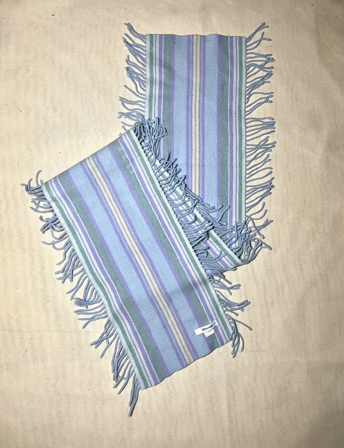 Johnstons Of Elgin Johnstons stripped blue wool scarf Size ONE SIZE - 6 Thumbnail
