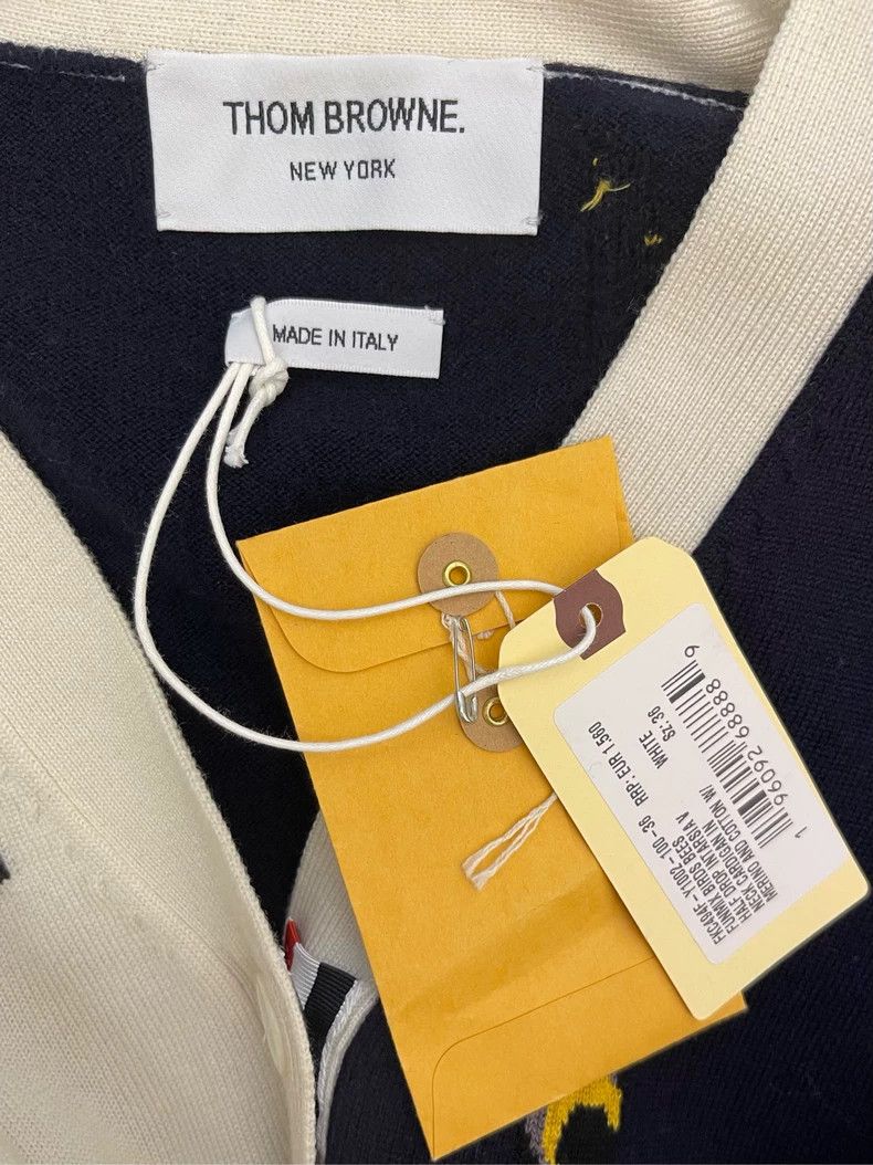 Thom Browne Thom browne Tibetan blue beige color block bee bird pattern Size XS / US 0-2 / IT 36-38 - 6 Thumbnail