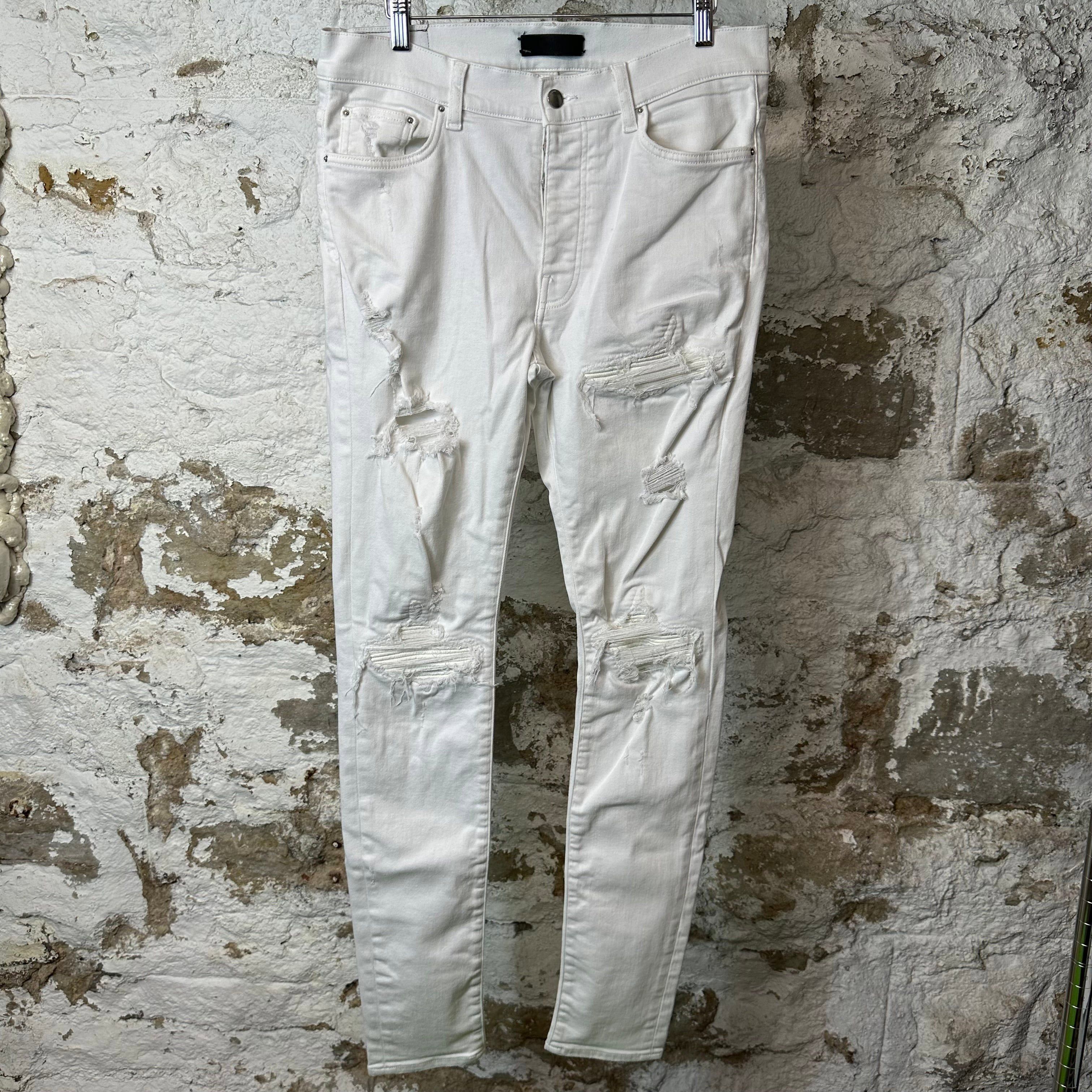 Amiri Amiri MX1 White Paisley White Denim Jeans Size 31 | Grailed