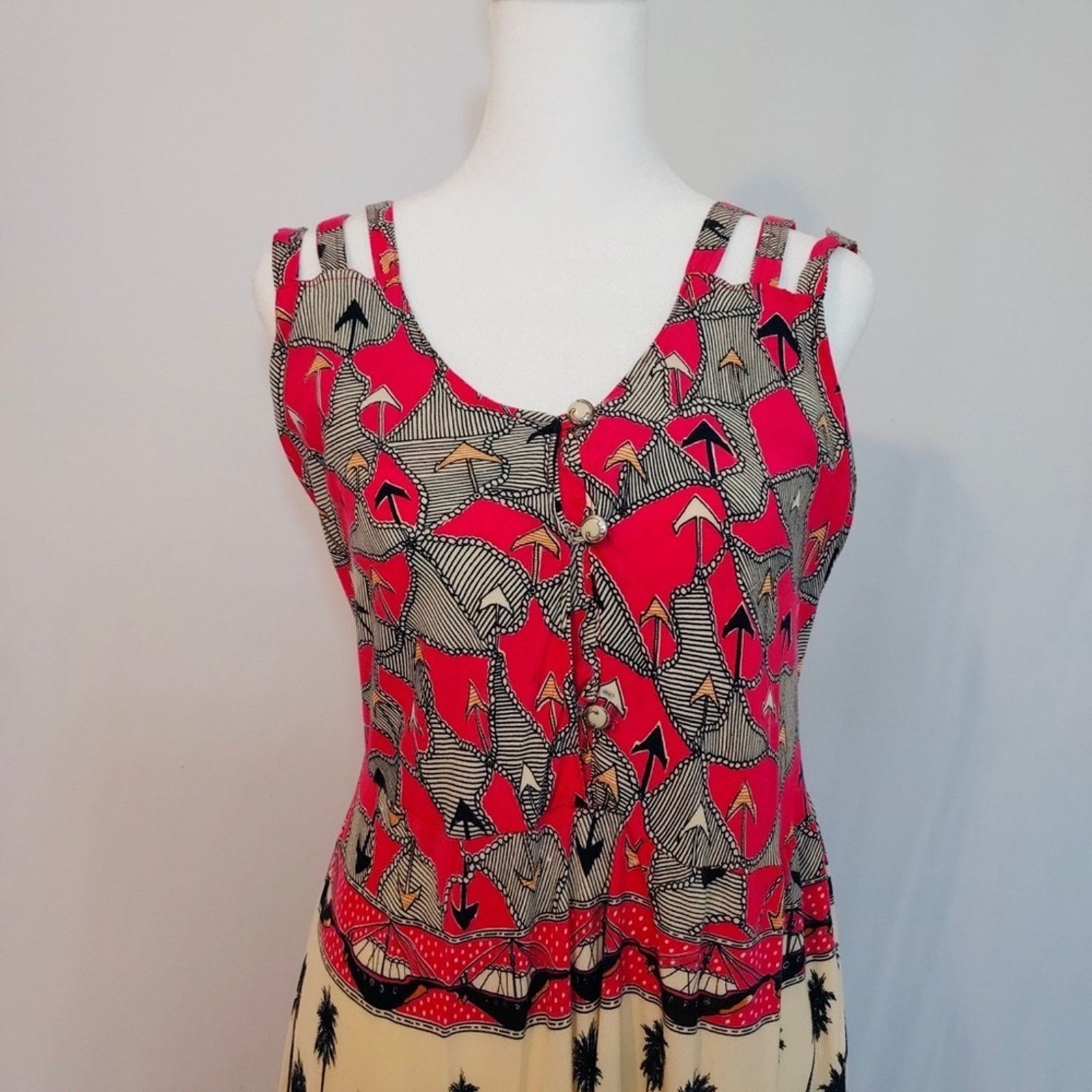 Other Sari Busana Batik Multicolor Asymmetrical Midi Dress Size M / US 6-8 / IT 42-44 - 9 Thumbnail