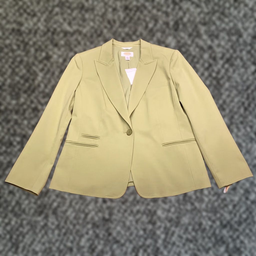 Talbots Talbots Petites Blazer 12 Green Silk Stretch Career New Blazer Jacket Single-Breasted Notch Lapel Womens 12P Solid Long Sleeve Size XL / US 12-14 / IT 48-50 - 1 Thumbnail