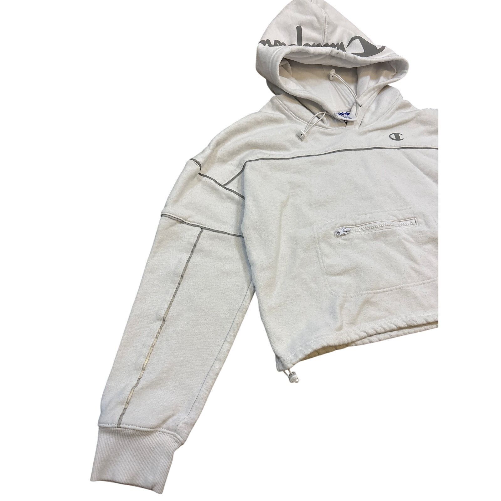 Champion Champion Reflective Cropped drawstring hoodie white Small Size S / US 4 / IT 40 - 2 Thumbnail
