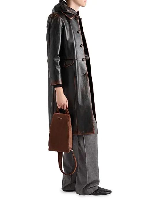 Prada o1bcso1str1025 Size: OS / Suede Backpack in Brown Size ONE SIZE - 3 Thumbnail