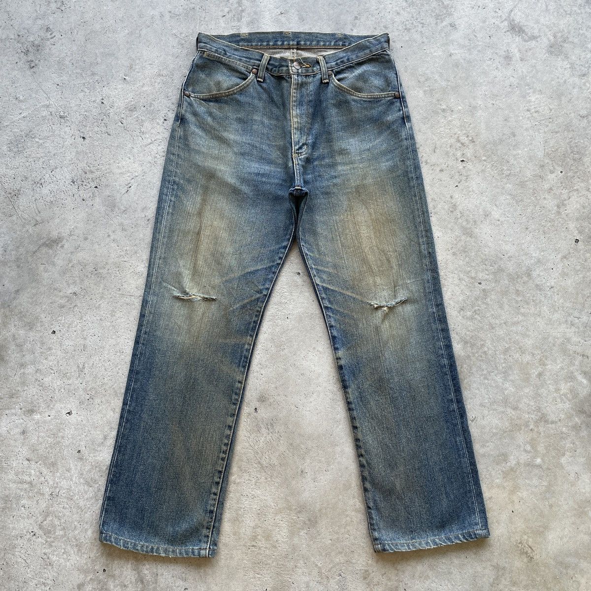 image of Distressed Denim x Jean Vintage Wrangler Rusty Jeans Distressed Faded Pants Denim in Faded Blue (Si