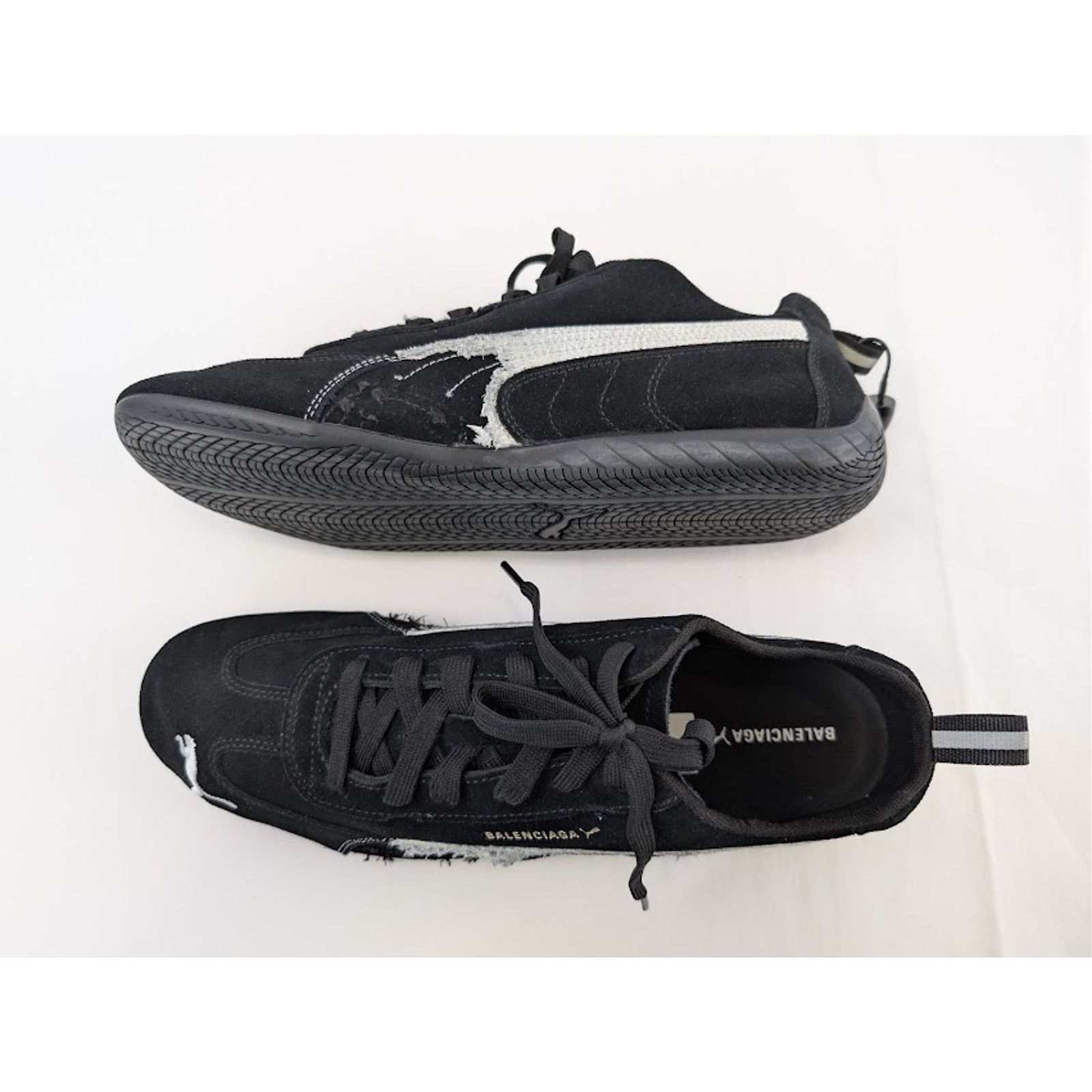 Balenciaga × Puma o1rshd1 Q:3 / Speedcat Destroyed Low Top Sneaker Black/White Size US 12 / EU 45 - 1 Thumbnail