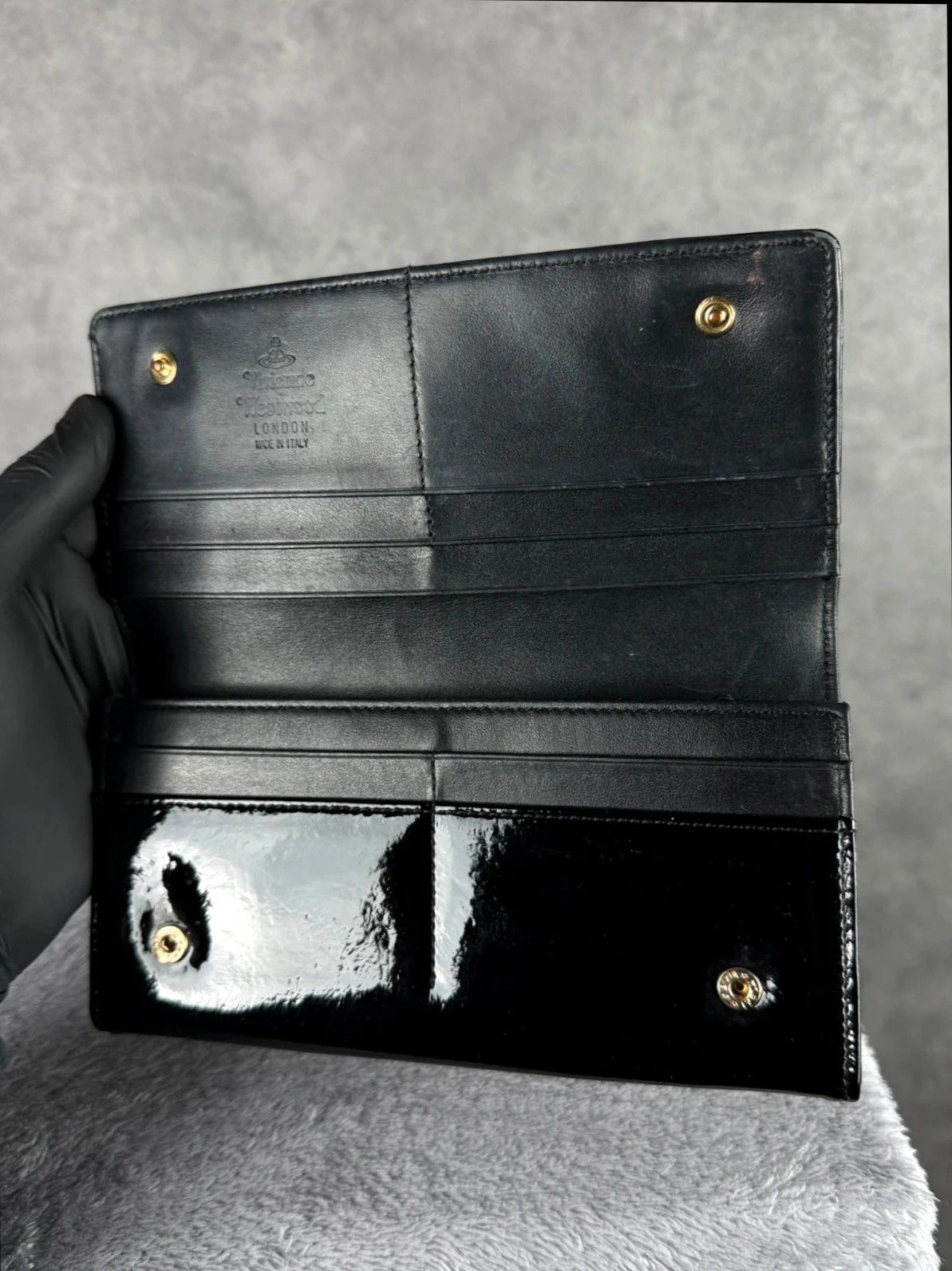 Vivienne Westwood Vivienne Westwood Patent Leather Wallet Gold Logo Size ONE SIZE - 7 Thumbnail
