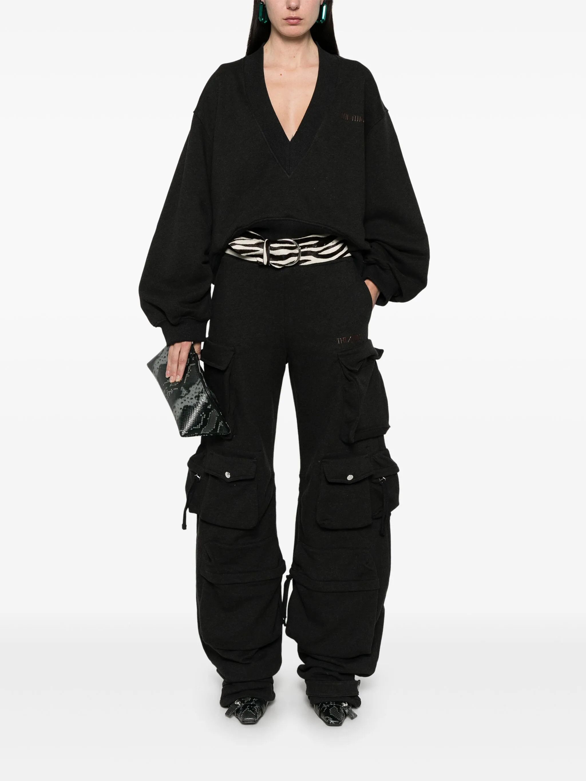 The Attico o1s22i1n0325 Oversized Sweatshirt in Black Size S / US 4 / IT 40 - 2 Thumbnail