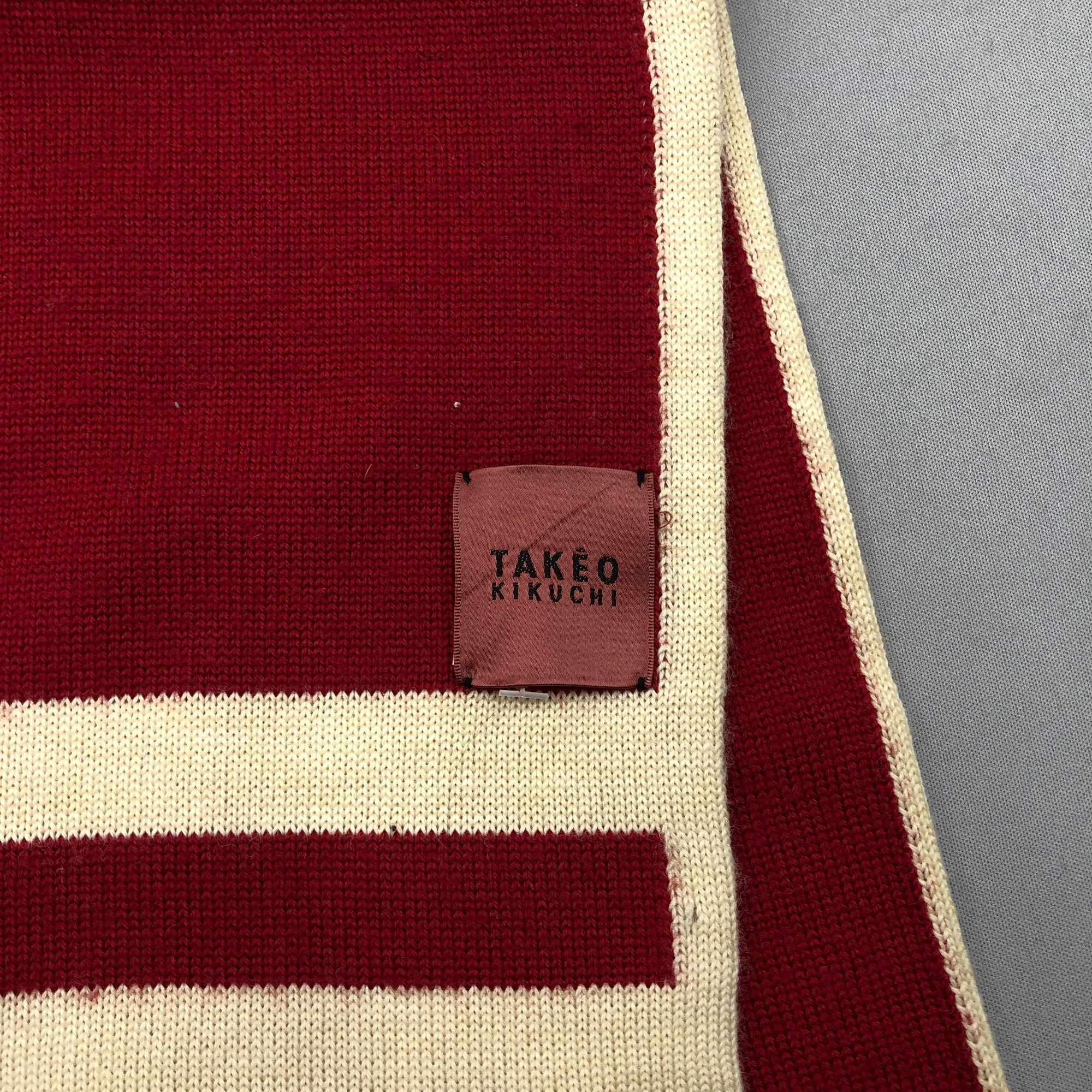 Takeo Kikuchi Vintage Takeo Kikuchi Scarf Muffler Wool Ribbed Knit Scarves Size ONE SIZE - 8 Thumbnail