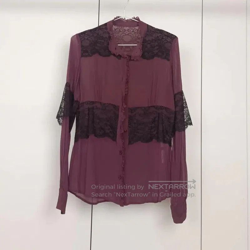 Valentino Valentino Burgundy Silk Long Sleeve Blouse . Size S / US 4 / IT 40 - 1 Thumbnail