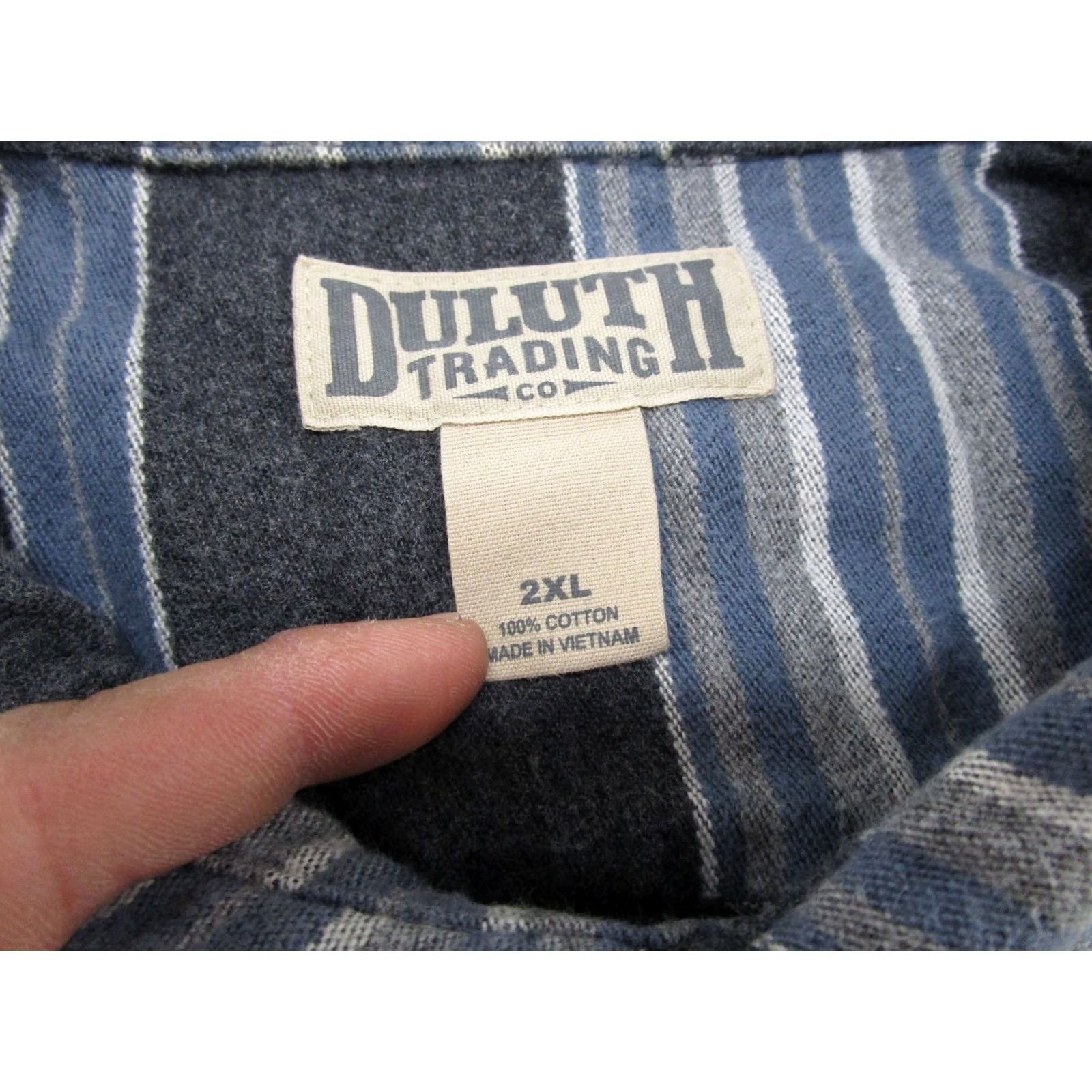 Vintage Duluth Shirt Men's 2XL Button Up Blue Stripe Burlyweight Chamois Flannel Shirt Size US XXL / EU 58 / 5 - 2 Thumbnail