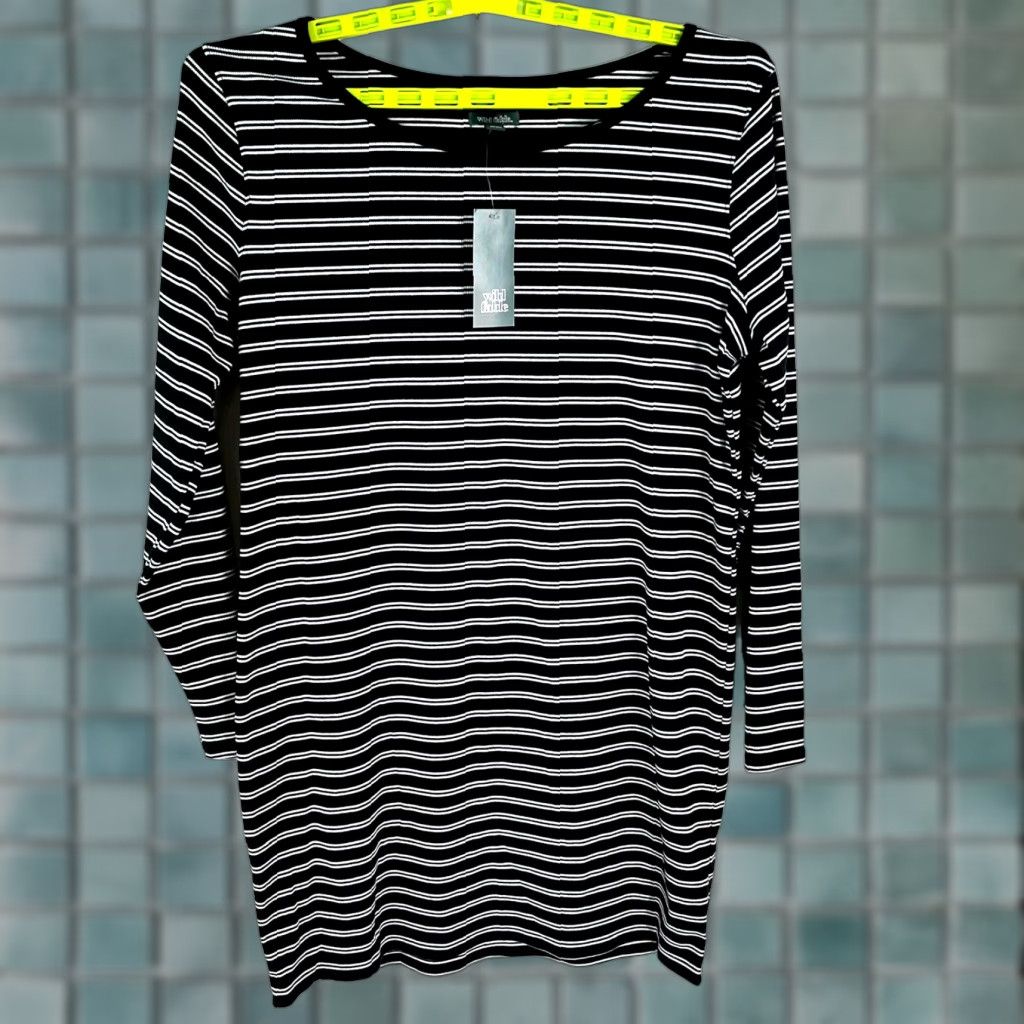 Vintage Wild Fable Sweater Womens Striped Oversized Black Gray Size XXL NWT Size XXL / US 16-18 / IT 52-54 - 1 Thumbnail