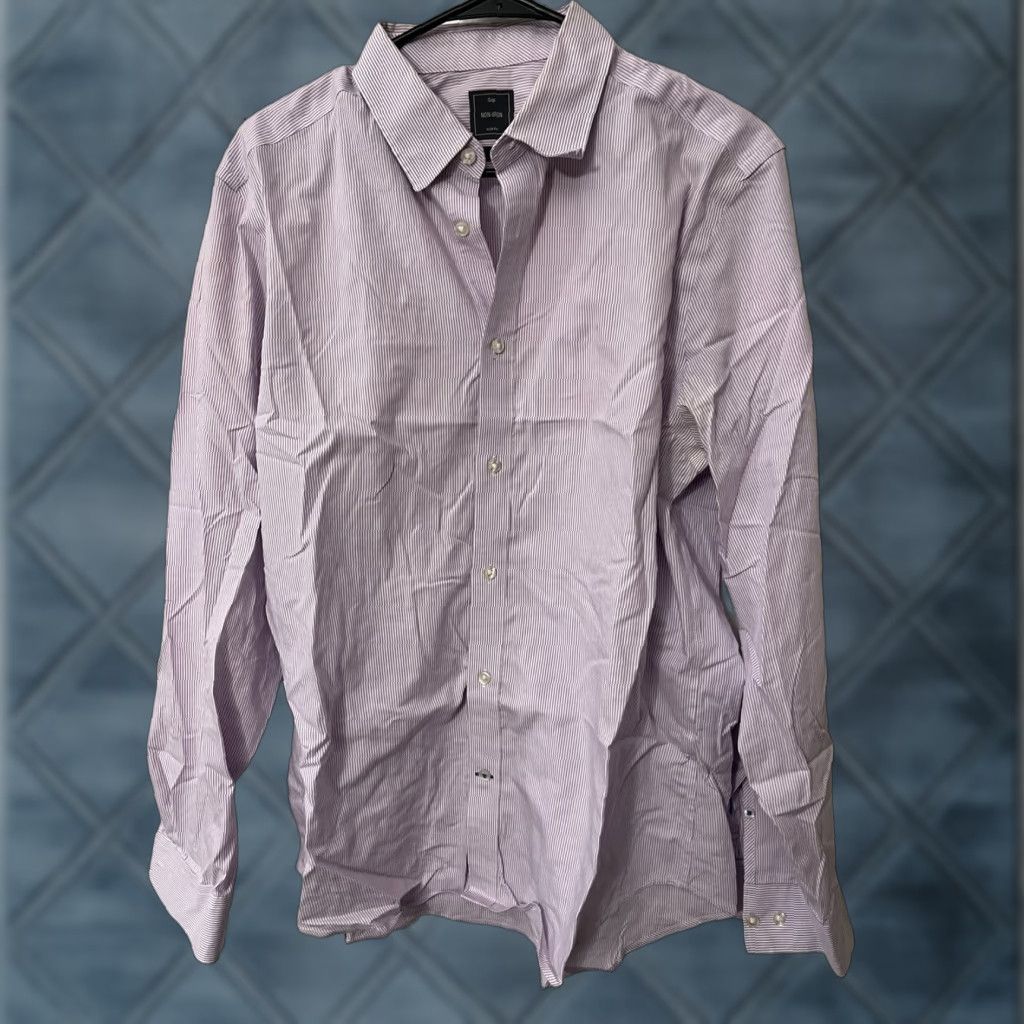 Gap GAP Mens Slim Fit Non-Iron Purple Gingham Dress Shirt Large Long Sleeve Collared Size US L / EU 52-54 / 3 - 1 Thumbnail