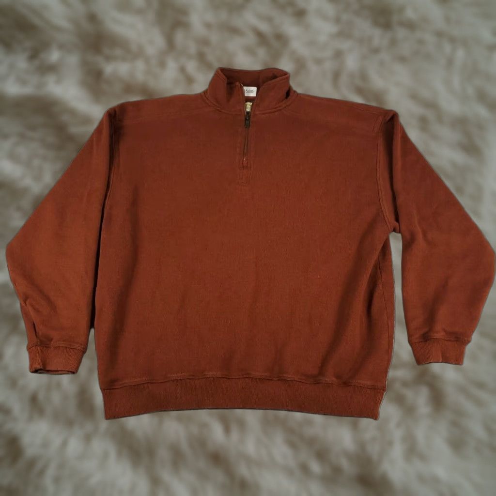 Tommy Bahama Tommy Bahama Mens Orange XL 1/4 Zip Pullover Sweater Casual Long Sleeve Size US XL / EU 56 / 4 - 1 Thumbnail