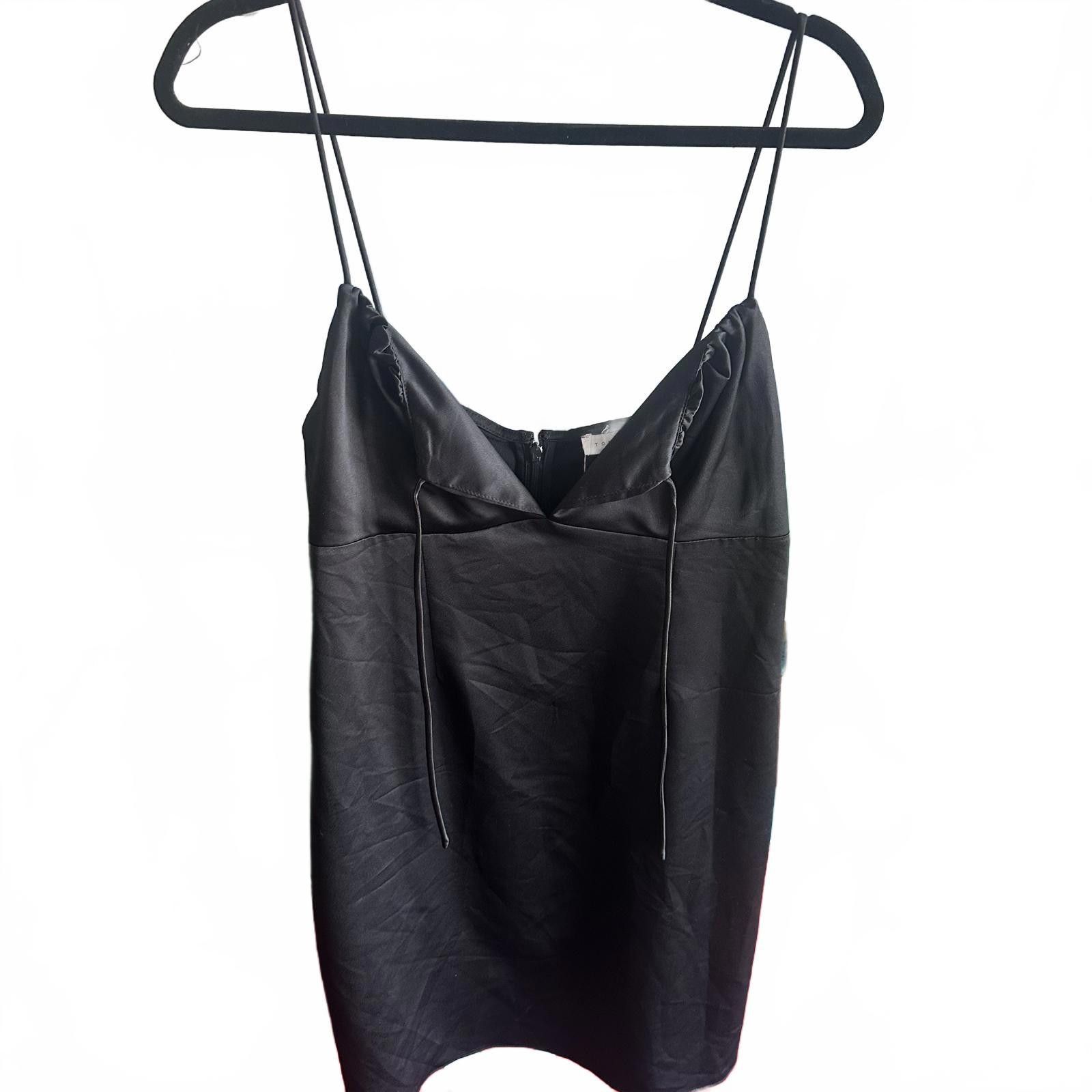 Topshop Topshop size 10 Sleek Black Satin Cami dress Size L / US 10 / IT 46 - 1 Preview