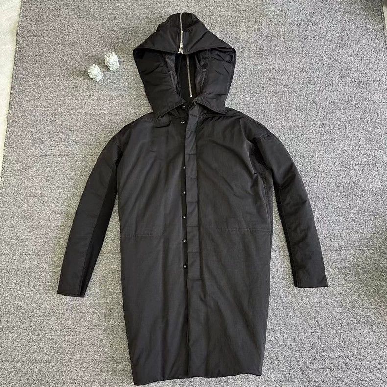 Rick Owens Long Black Coat with Hood for Men Size US M / EU 48-50 / 2 - 1 Thumbnail