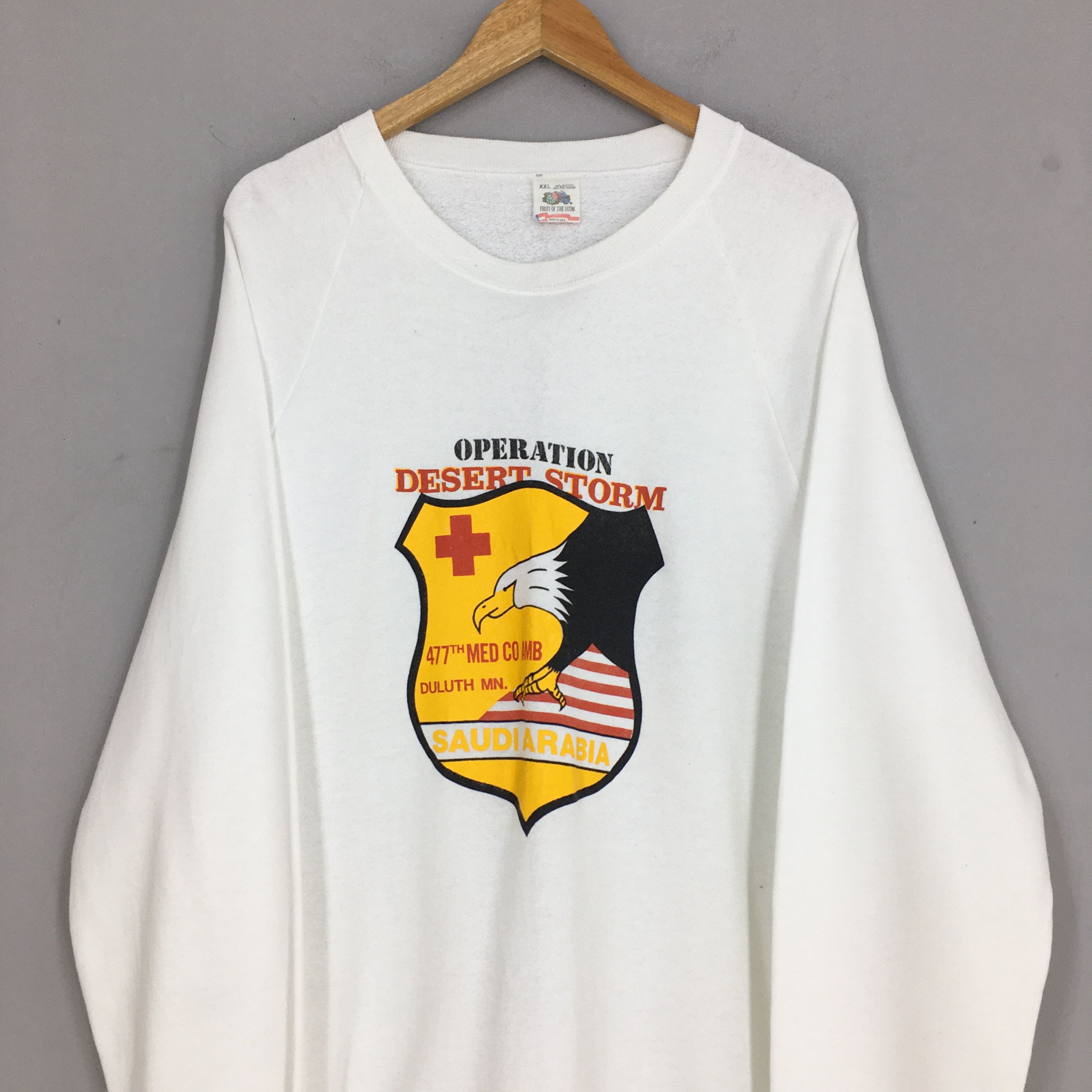 Vintage Vintage 90s Desert Storm White Sweatshirt XXLarge Size US XXL / EU 58 / 5 - 2 Thumbnail