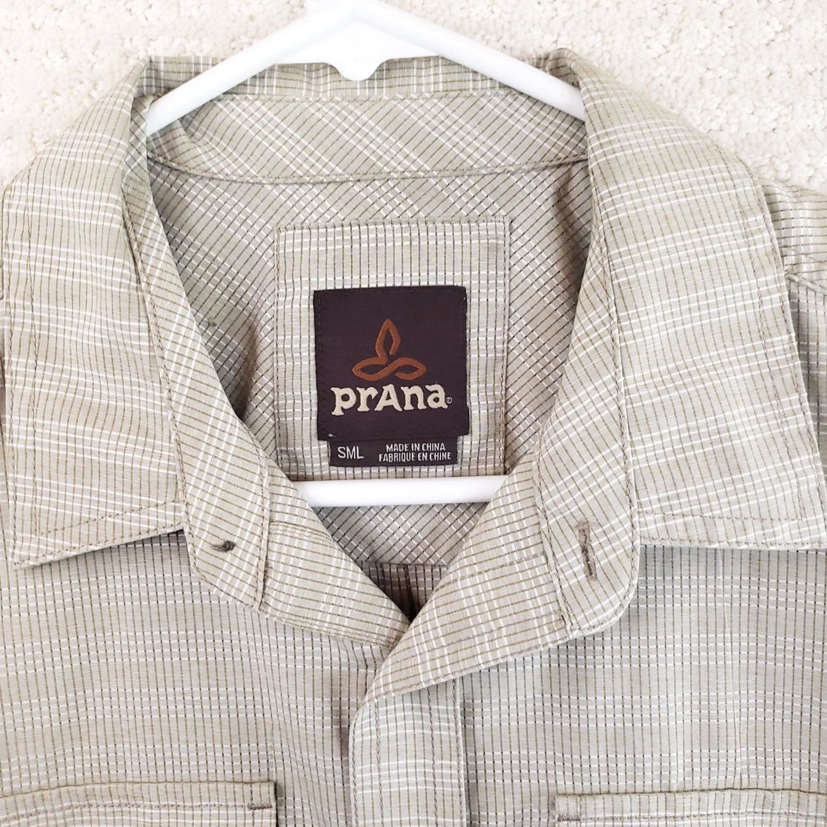 Prana Prana Button Up Short Sleeve Shirt Beige Plaid Slim Men's S Organic Cotton Size US S / EU 44-46 / 1 - 4 Thumbnail
