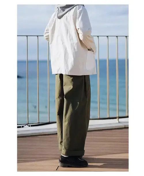 Other 2019A/W Simple Blue Japan Olive Oversized Worker Pants Size US 32 / EU 48 - 2 Thumbnail