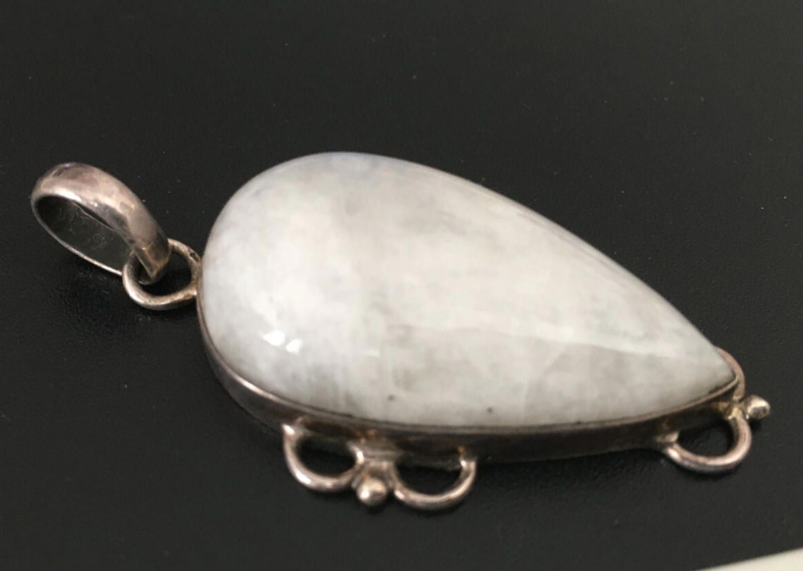 Sterling Silver 14g Vintage Necklace MARKED 925 White Stone with 925 chain Size ONE SIZE - 1 Thumbnail