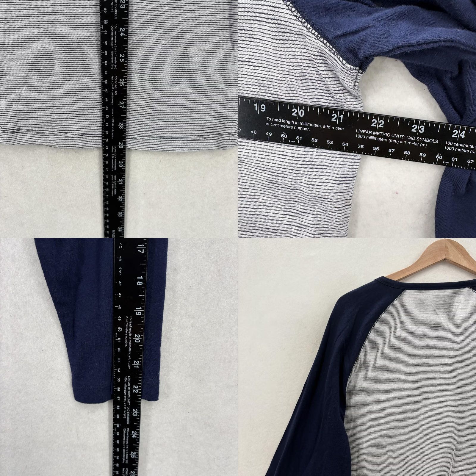 Express Express Henley Shirt Mens Large Gray Navy Striped 3/4 Sleeve Raglan Casual NWT Size US L / EU 52-54 / 3 - 8 Thumbnail