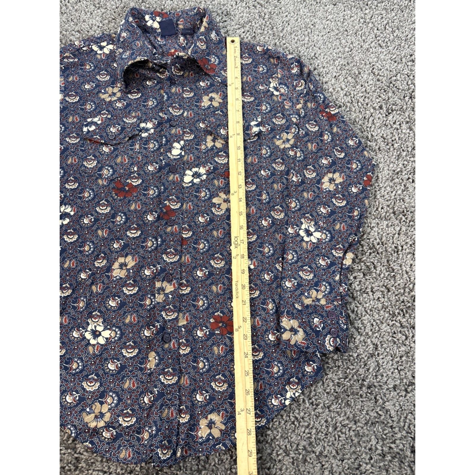Sears VINTAGE 70s Sears Jeans Joint Shirt Men’s L Floral Disco Wide Collar Blue Size US L / EU 52-54 / 3 - 2 Thumbnail