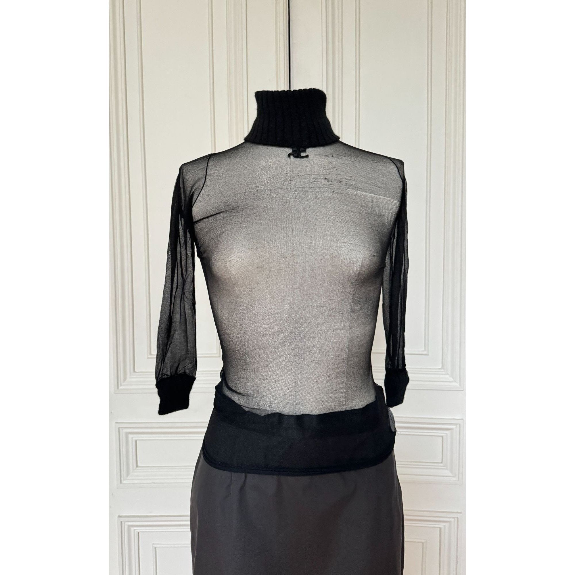 Courreges 1970s Black Nylon Sheer Top Size XS / US 0-2 / IT 36-38 - 1 Thumbnail