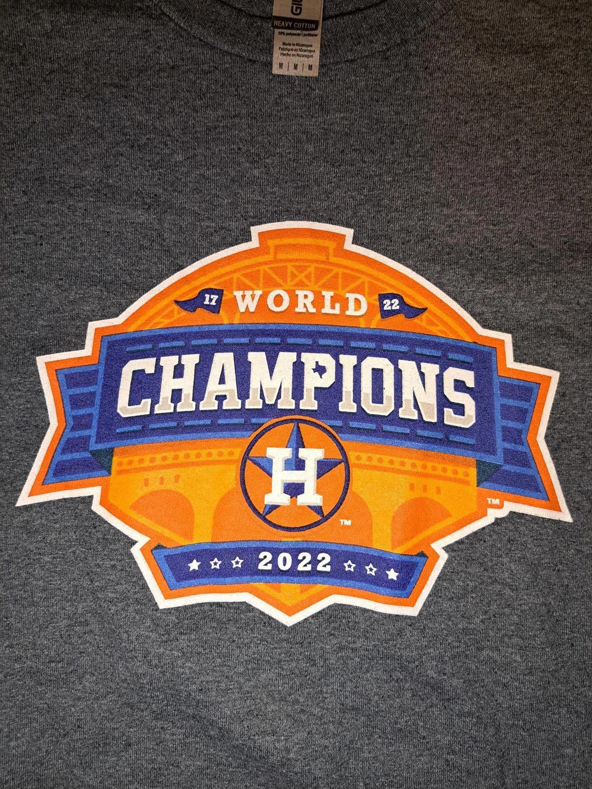 Gildan Houston Astros T Shirt Mens Medium Cotton Gray World Series Size US M / EU 48-50 / 2 - 2 Thumbnail