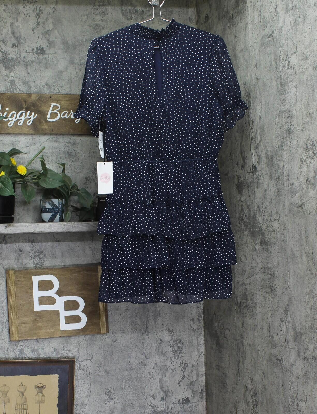 Other Nwt Crystal Doll Sheer Fit Flare Dress Navy Blue / White L Size L / US 10 / IT 46 - 2 Thumbnail