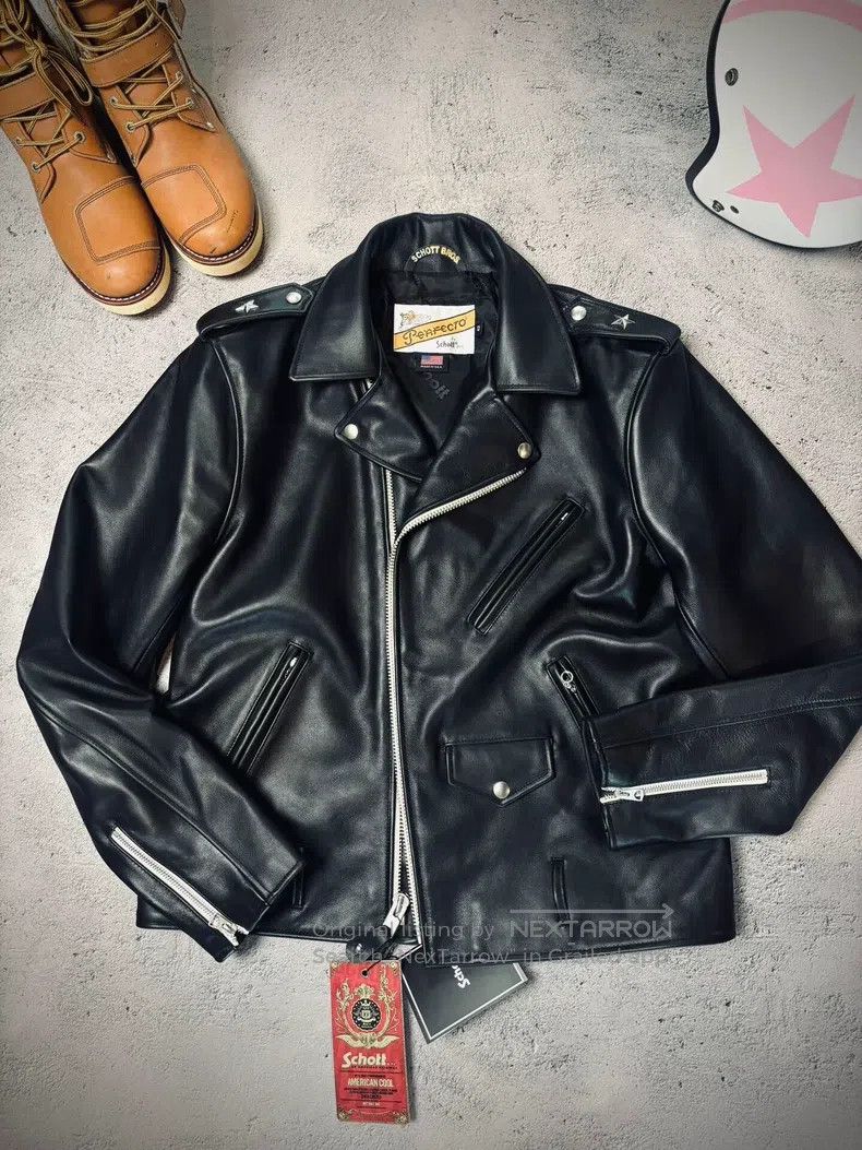 Schott Schott Co-branded locomotive leather jacket Size US XL / EU 56 / 4 - 1 Thumbnail