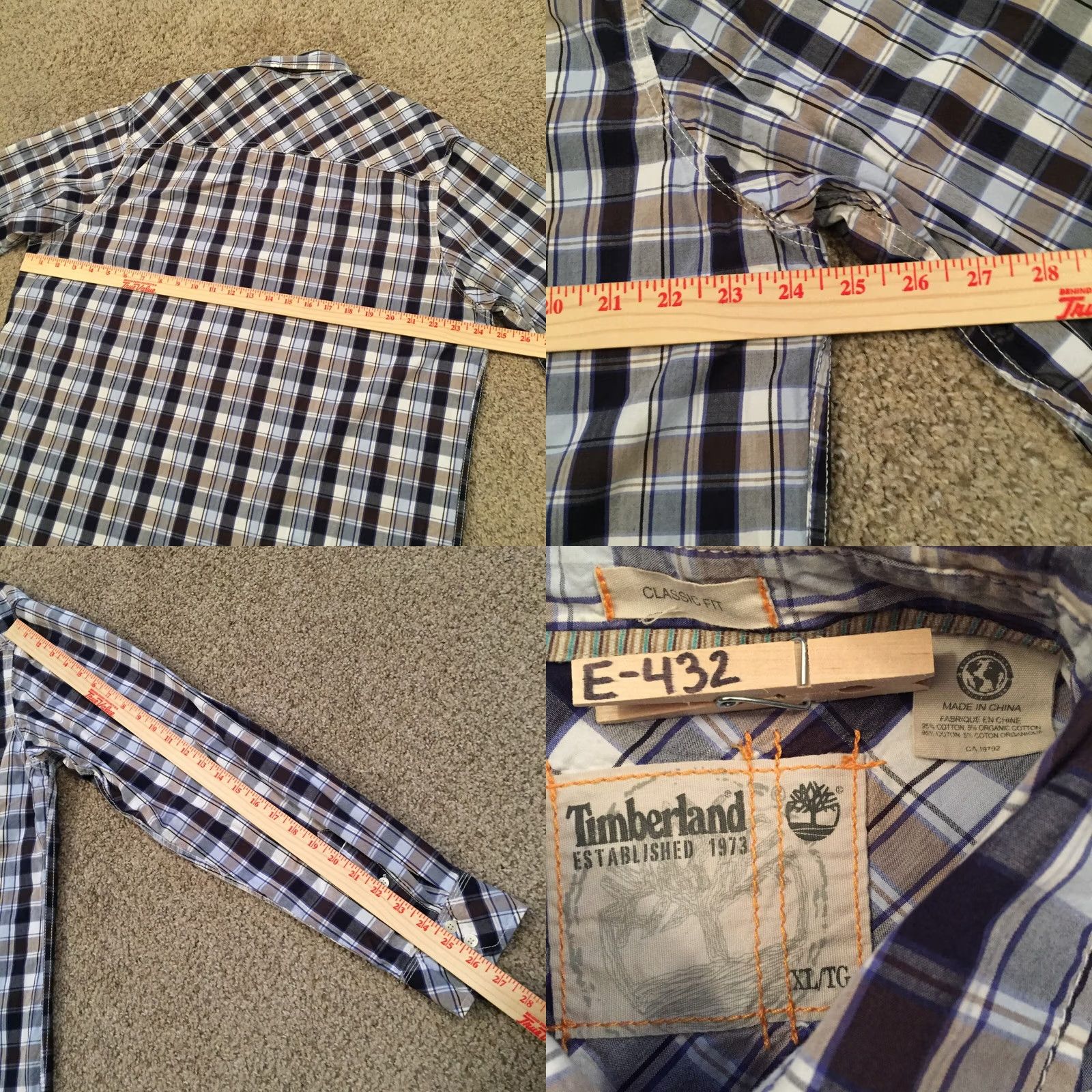 Timberland Timberland Button-Up Shirt Mens XL Long Sleeve Blue Plaid Classic Fit Size US XL / EU 56 / 4 - 8 Thumbnail