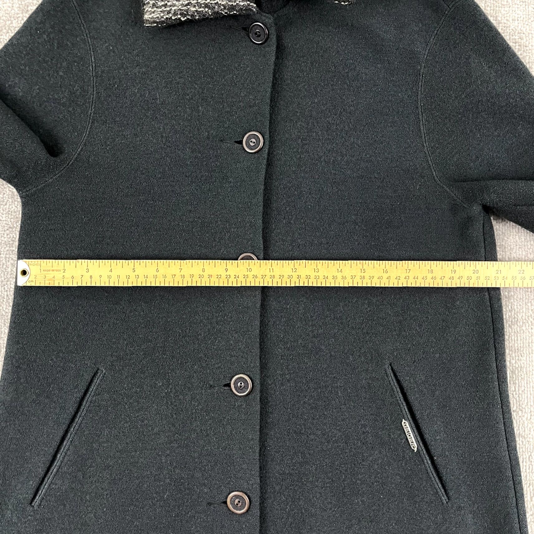 GEIGER Jacket Womens Size 40 Gray Boiled Wool Button Car Coat Pockets Austria