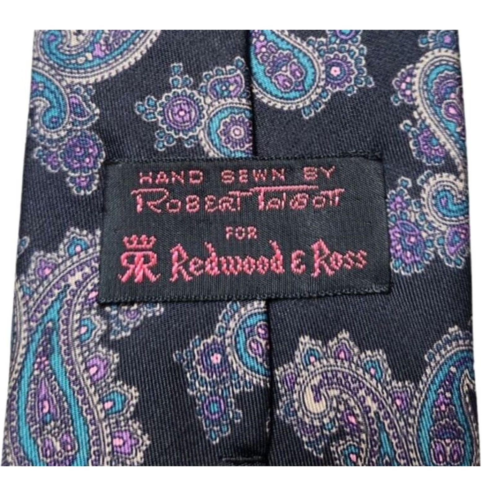 Robert Talbott Robert Talbott Tie 100% Silk Paisley Black 56" x 3.2" Men's Necktie World USA Made Size ONE SIZE - 4 Thumbnail
