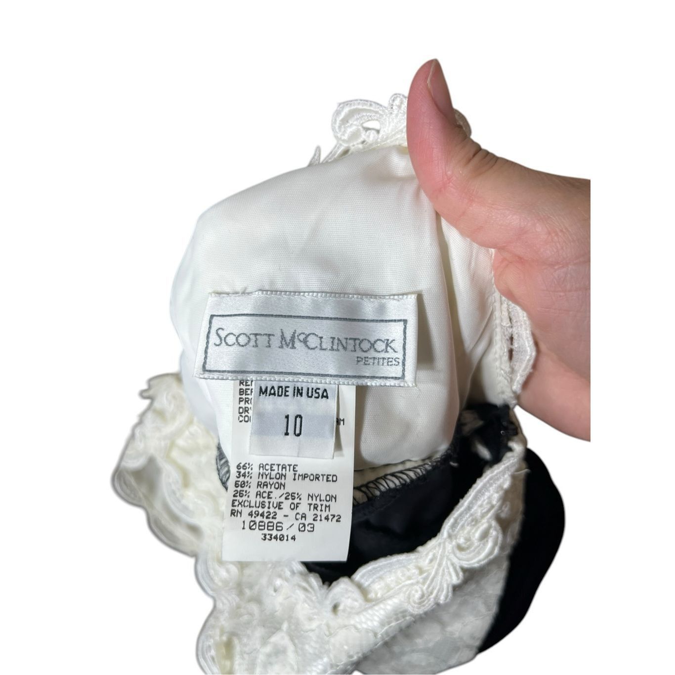Other Vintage Scott McClintock Black White Lace Velvet Formal Dres Size L / US 10 / IT 46 - 9 Thumbnail