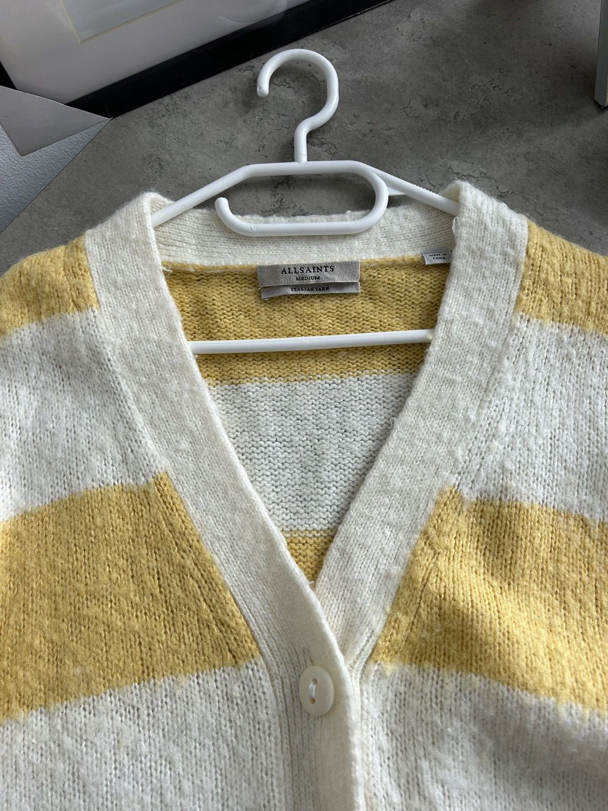 Allsaints AllSaints Lou Cardigan Yellow / Cream Wool Size M / US 6-8 / IT 42-44 - 9 Thumbnail