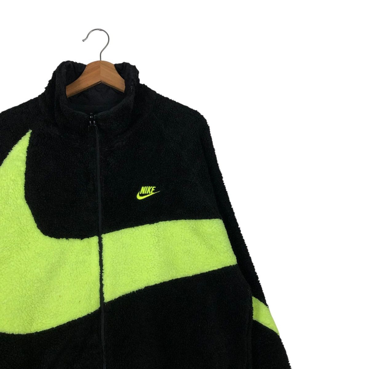 Nike 🔥VINTAGE FLEECE BOMBER JACKET NIKE BIG SWOOSH LOGO Size US XXL / EU 58 / 5 - 8 Thumbnail