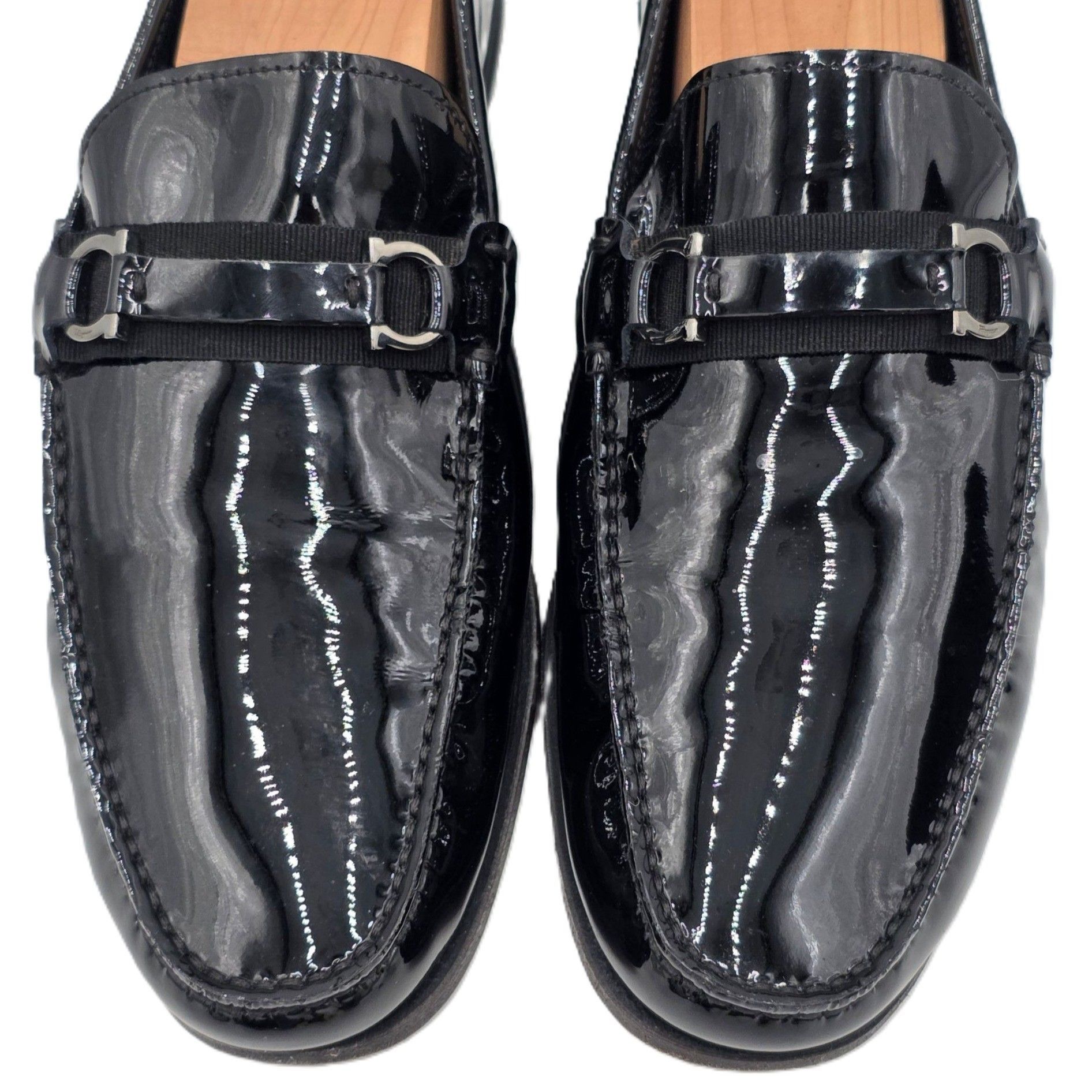 Salvatore Ferragamo Salvatore Ferragamo Mens 8D Black Patent Leather Gancini Bit Size US 8 / EU 41 - 2 Thumbnail