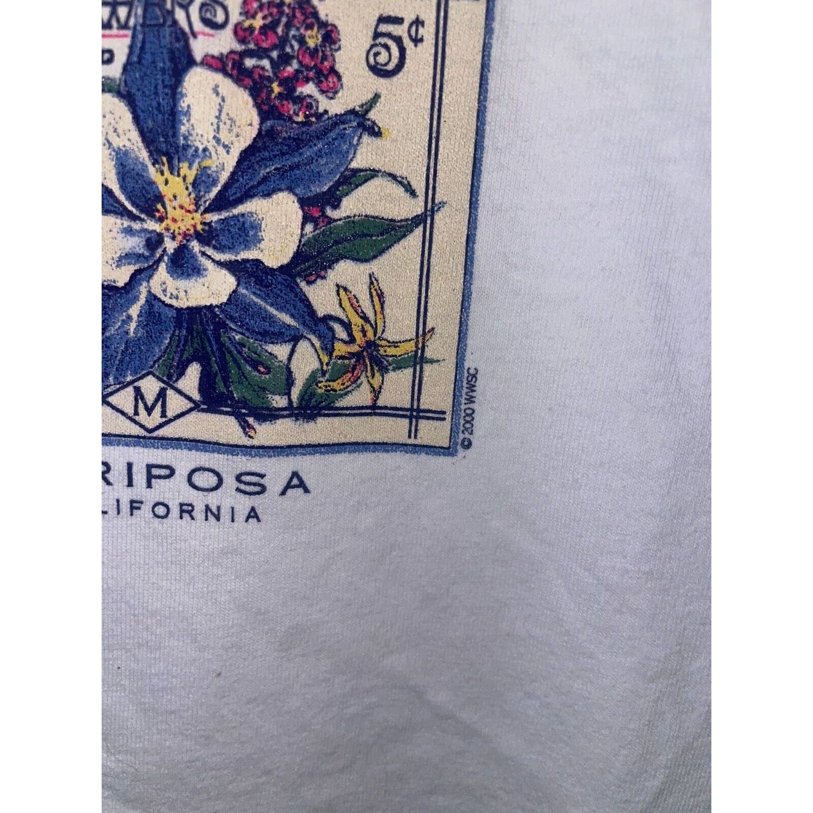 Anvil Womens Vintage Mariposa Shirt Flowers California White Tee M Size M / US 6-8 / IT 42-44 - 5 Thumbnail