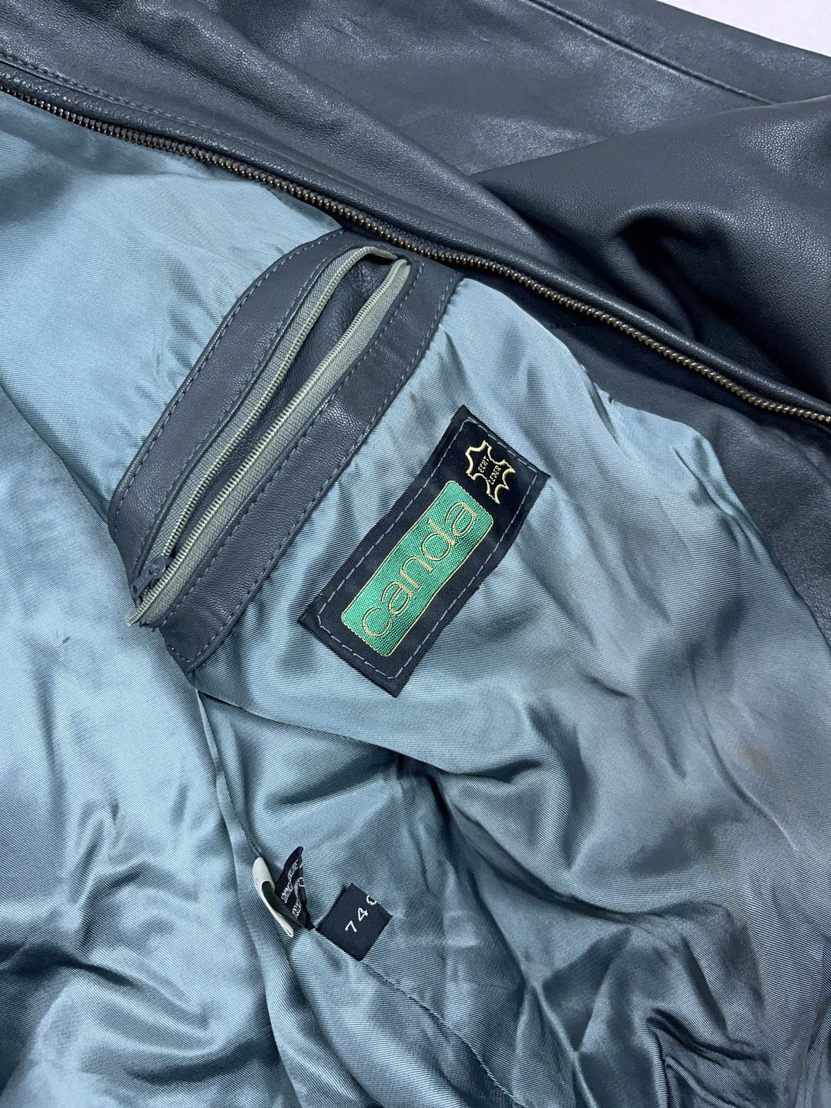 Genuine Leather ➕ vintage gray genuine leather boxy racing moto jacket opium Size US L / EU 52-54 / 3 - 4 Thumbnail