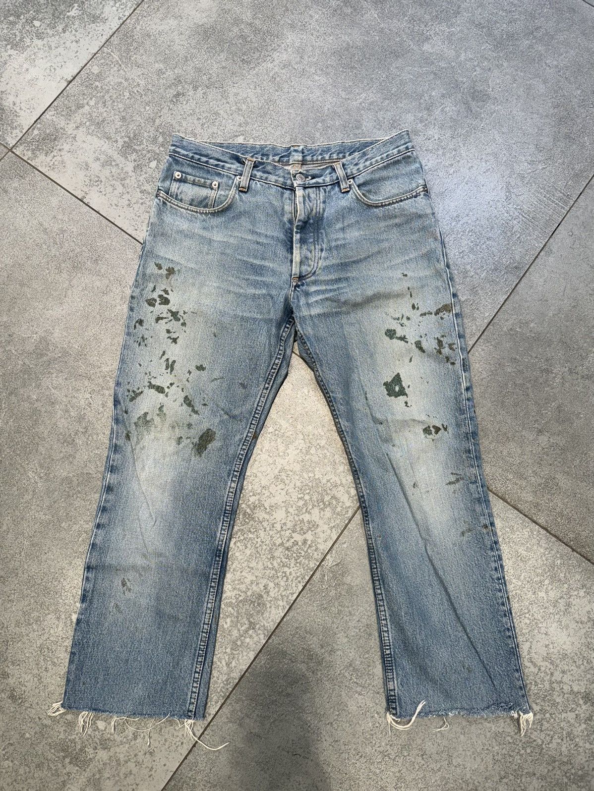 image of Helmut Lang S/s 2000 Vintage Sanded Denim Painter Jeans in Blue, Men's (Size 30)