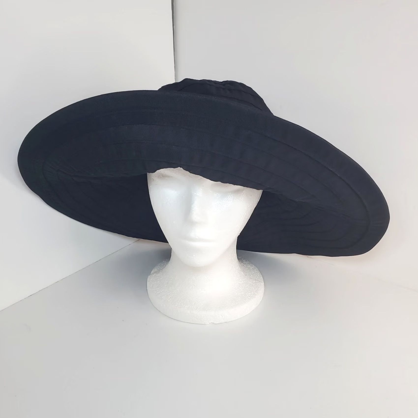 Vintage San Diego Hat Co. Womens Sun Hat Black Ribbon Wide Brim OSFM Packable Lightweight UPF Protection Summer Beach Outdoor Women's Size ONE SIZE - 2 Thumbnail