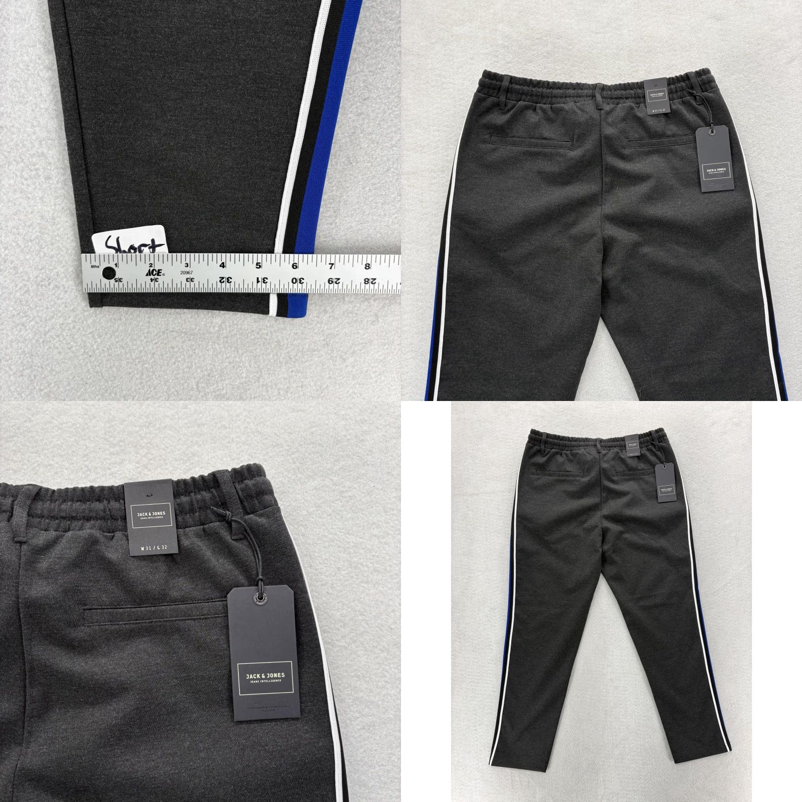Jack & Jones JACK & JONES Jogger Pants Mens 31x27 Dark Gray Stripe Stretch Tapered Casual NWT Size US 31 - 9 Thumbnail