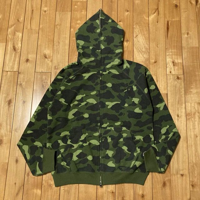 🔥Vintage🔥 BAPE GREEN CAMO full zip hoodie a bathing ape NIGO