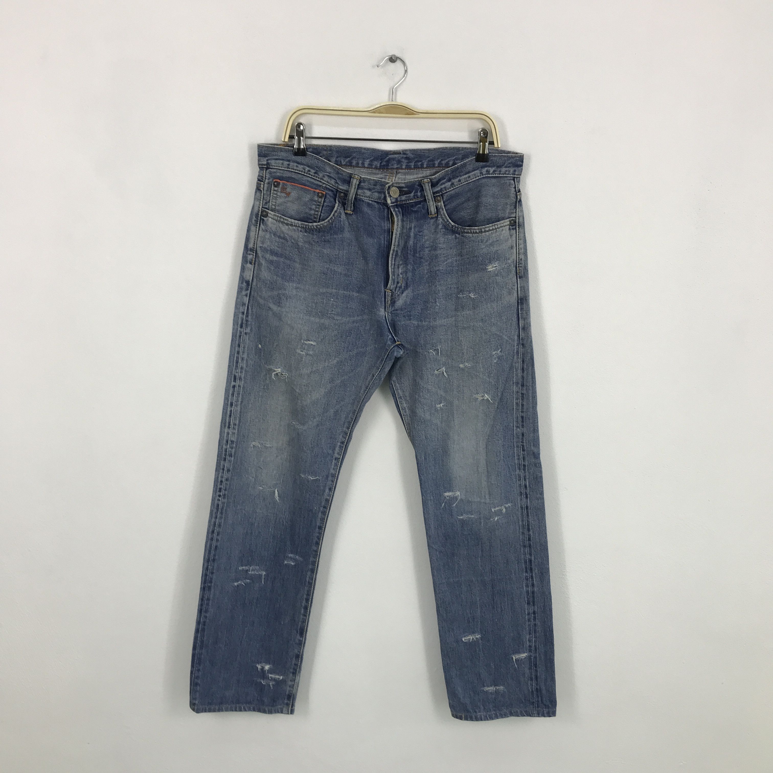Edwin × Japanese Brand Denim Redline edwin Japan distressed style jean Pants Size US 33 - 1 Thumbnail
