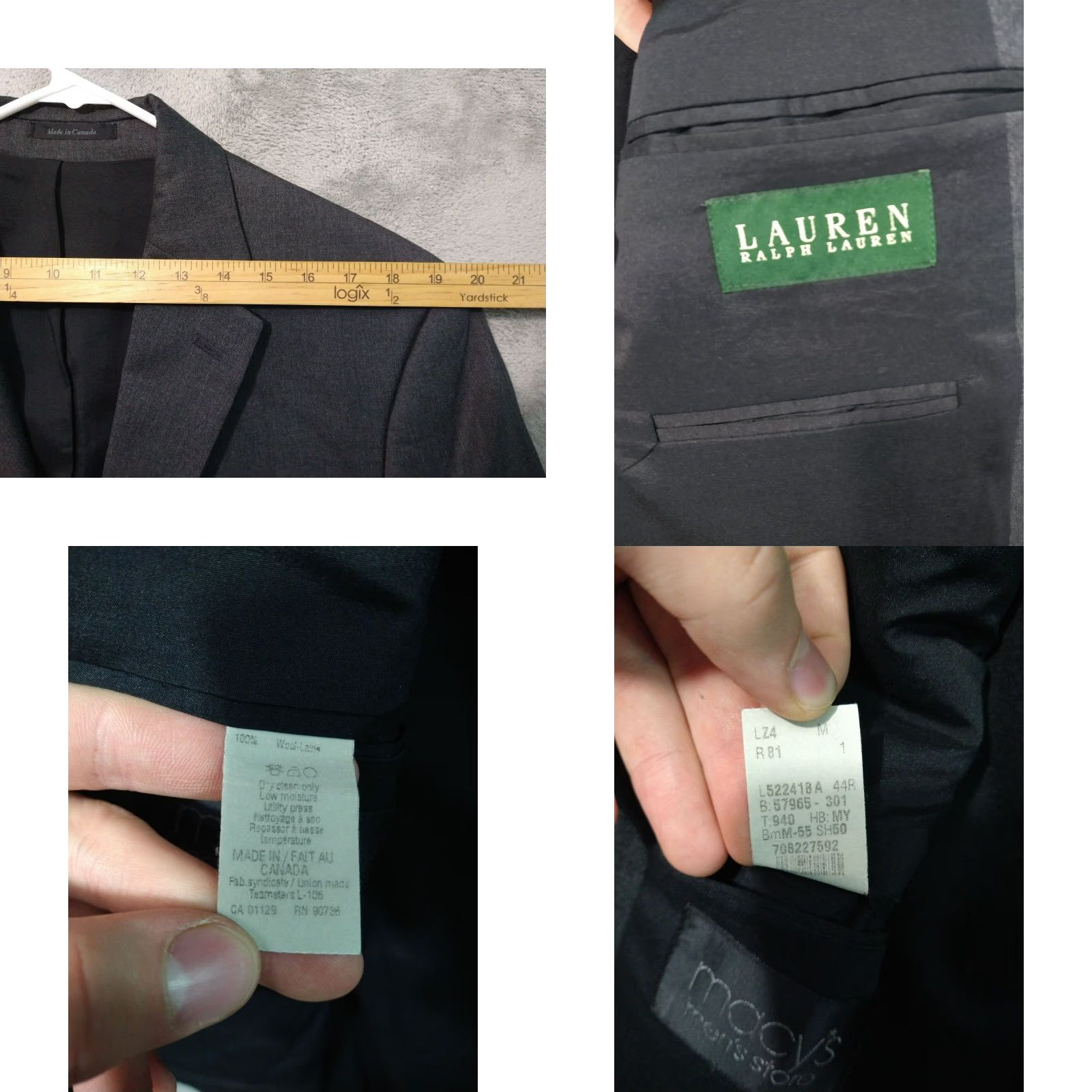Ralph Lauren VINTAGE Ralph Lauren Blazer Mens 44R Gray Wool Tweed 2 Button Preppy Size 44R - 8 Thumbnail