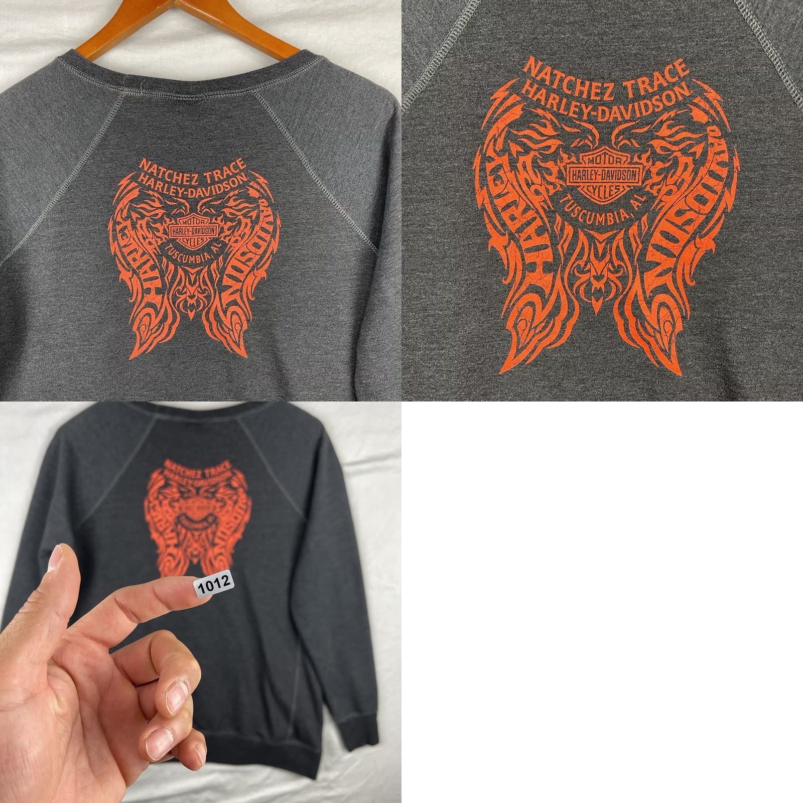 Harley Davidson Harley-Davidson Sweatshirt Women Large Pullover Crew Neck Striped Gray Cotton Blend Fleece Biker/Sweater Size L / US 10 / IT 46 - 9 Thumbnail