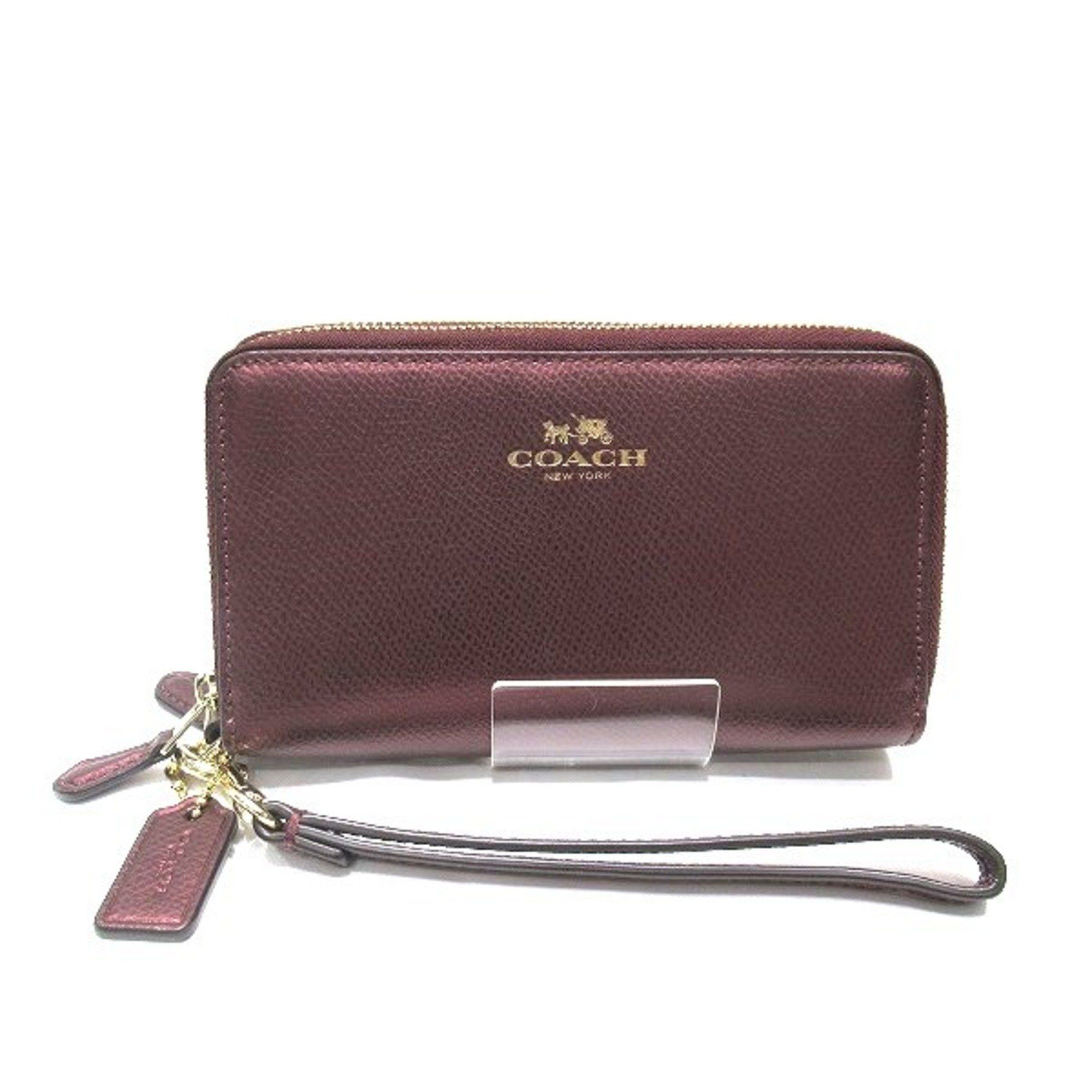 image of Coach Leather F53443 Wallet Long Women's in Wine