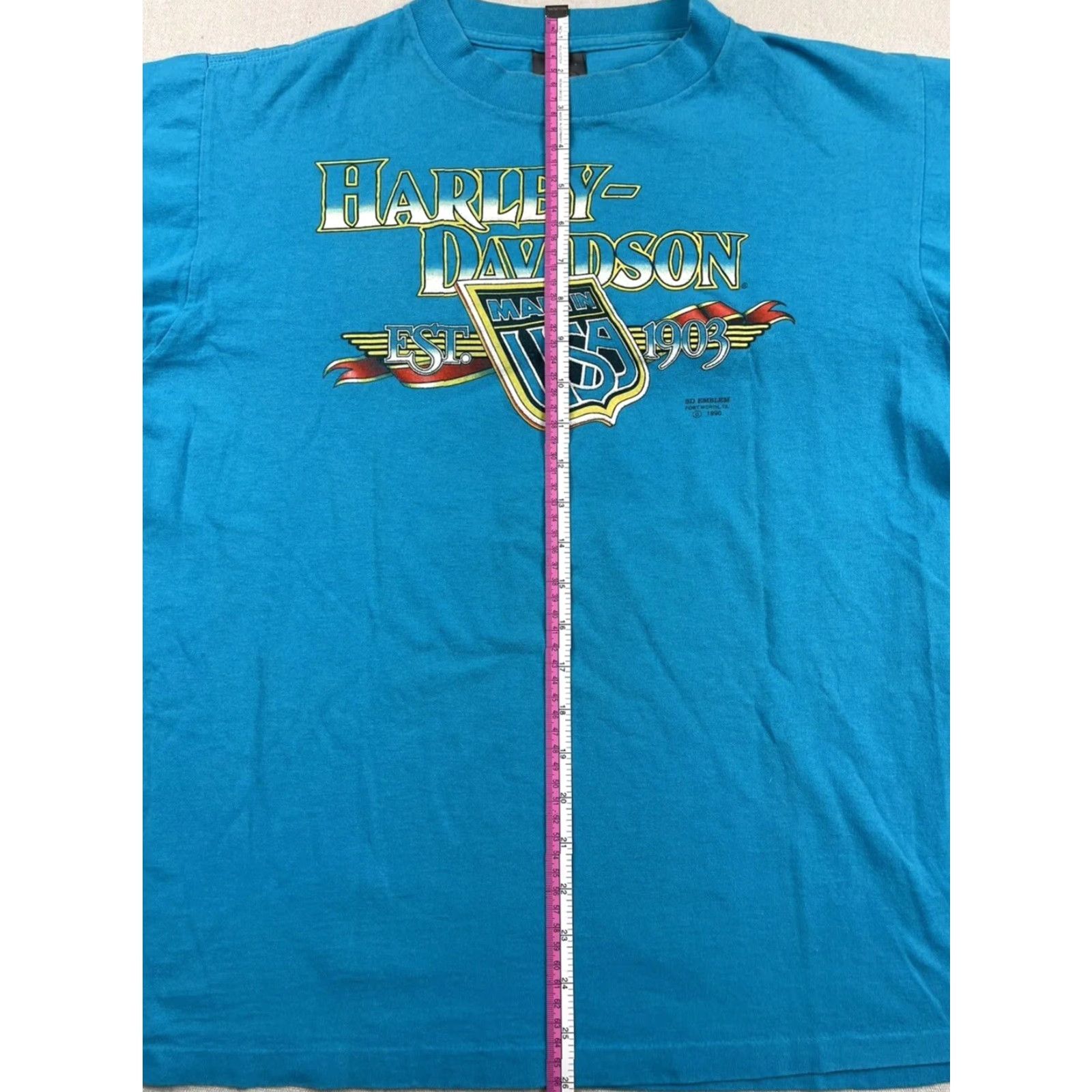 Harley Davidson VINTAGE Harley-Davidson Shirt 3D Emblem Graphic Tee Adult L Blue 1990s Mens Size US L / EU 52-54 / 3 - 6 Thumbnail